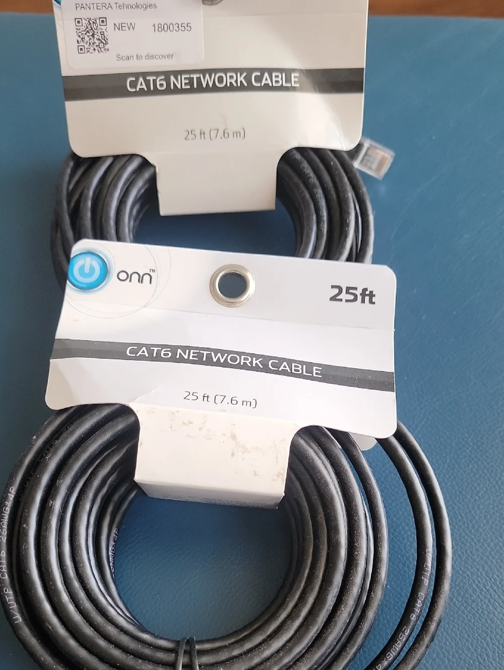 2 _ Packs onn CAT6 Network Cable 25ft - Black